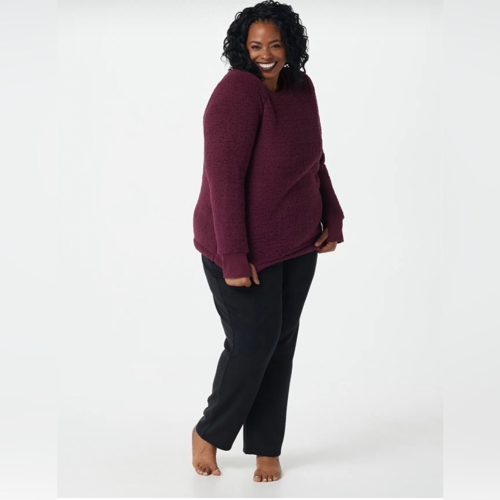 Cuddl Duds Shaggy Sherpa Sweater
Pullover Top Burgundy Size 3X